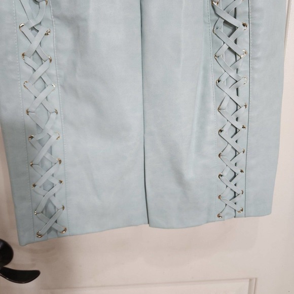 House of CB Womens Skirt Toriola Blue Vegan Leather Lace Up Pencil High Rise S - Picture 8 of 11